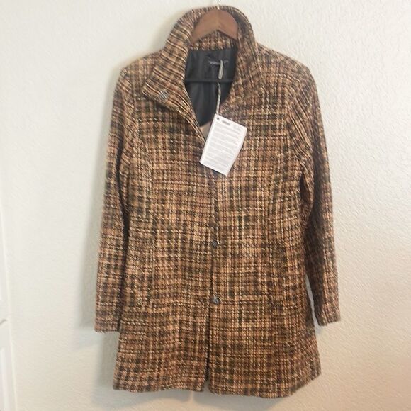Vanessa Scott Made in Italy, brown tweed Plaid Women's Coat - Brown. NWT medium - Picture 10 of 10
